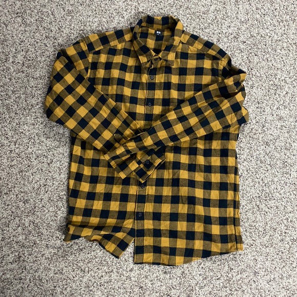 Uniqlo Shirts Yellow Flannel Shirt Poshmark